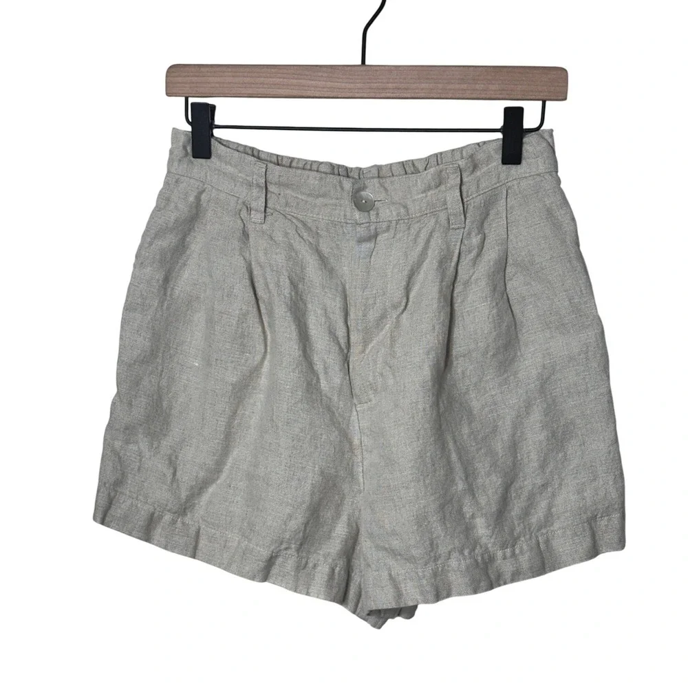 Light Gray Linen Blend Women’s Shorts - Picture 1 of 6